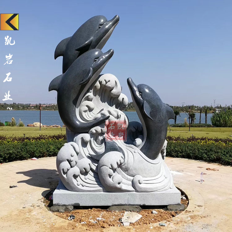 园林景观喷水雕塑 海豚喷水石雕系列
